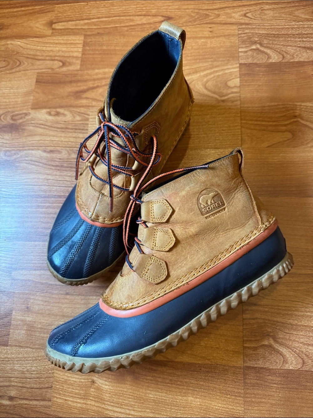 Sorel Tan and Navy  Lace-Up Duck Boots